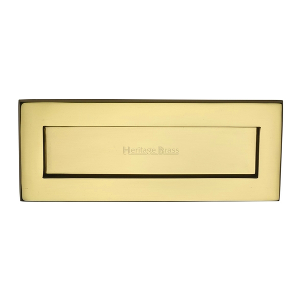 V850 254.101-PB • 254 x 096mm • Polished Brass • Victorian Sprung Flap Letter Plate